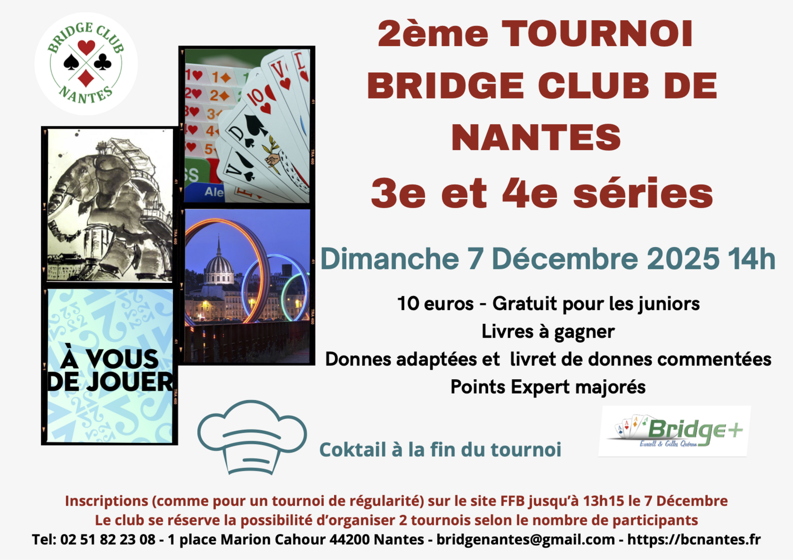 🃏 Tournoi des 3e et 4e séries – Bridge Club de Nantes